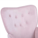 Poltrona Sedia Dondolo Relax Tessuto e Metallo Imbottita Design Moderno Rosa