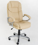 Sedia Poltrona Presidenziale da Ufficio in Similpelle Bozzini Silky Beige