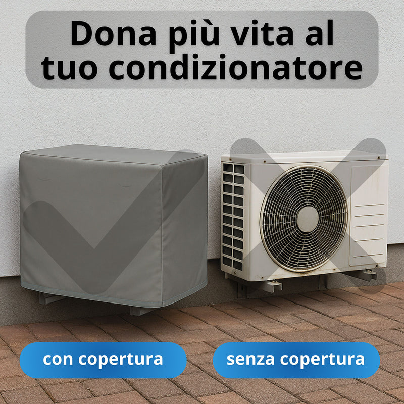 Copri Condizionatore da Esterno Impermeabile Taglia XL in PVC Finitura Liscia Grigio
