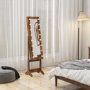 Armadietto Portagioie 36x30x136 cm con Specchio Regolabile e Luci LED in MDF e Vetro Marrone Rustico      