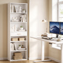 Libreria Verticale Alta a 7 Ripiani 60x24x182 cm con 6 Cubi e Cassetto in MDF Bianco      