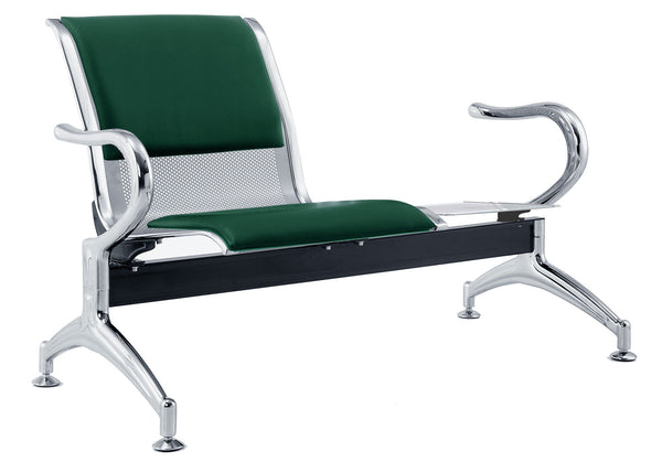 acquista Banc de salle d'attente 1 place bureau avec coussin et table basse en acier et simili cuir argent/vert forêt