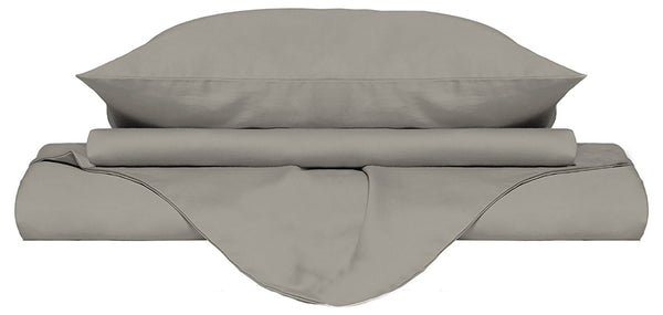 Housse de couette double avec sac et taies d'oreiller unies grises acquista