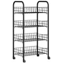 Carrello da Cucina 4 Ripiani 40x26x90 cm in Metallo Filo Nero