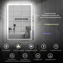 Specchio Bagno 70x50x3,5 cm LED con Bluetooth Illuminazione Regolabile e Funzione Memory in Vetro Temperato      