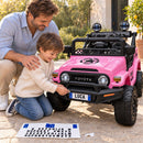 Macchina Elettrica per Bambini Fuoristrada Toyota Fj Cruiser 12V Telecomando Ruote in Gomma e Sedile in Pelle Rosa