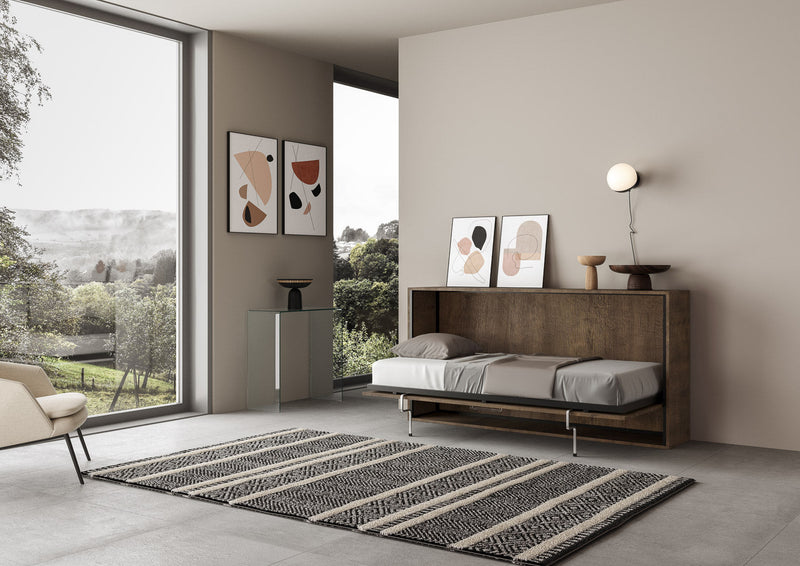 Letto Singolo a Scomparsa Salvaspazio Orizzontale Kando H97 cm Marrone