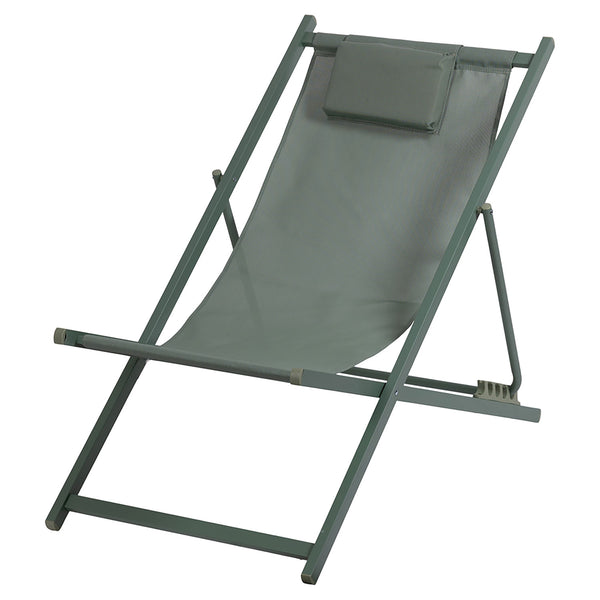 Sdraio Pieghevole Lido con Poggiatesta 94x60x92-81 cm in Poliestere e PVC Verde acquista
