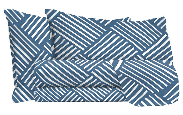 online Ensemble de draps et taies d'oreiller en microfibre bleu City Life différentes tailles