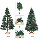 Albero di Natale Innevato King Premium 240 cm 1433 Rami con Pigne e Base Legno