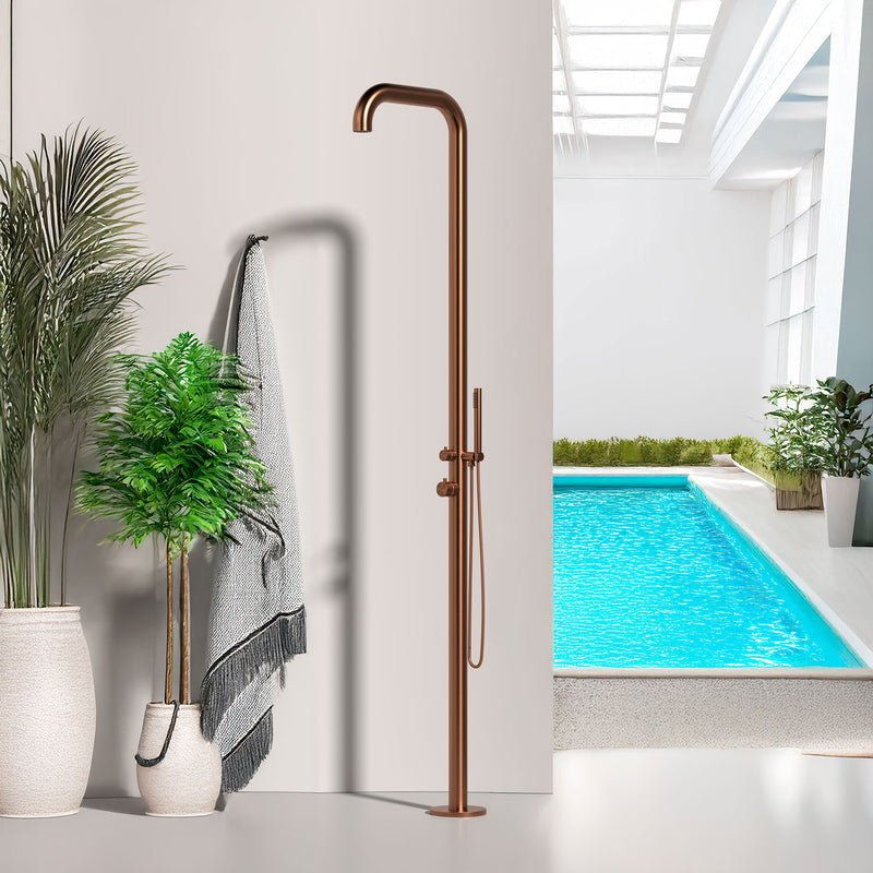 Doccia da Giardino in Acciaio Inox con Doccino Sined Chia Oro Rosa 