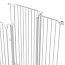 Cancelletto per Cani a 3 Pannelli Pieghevoli 206x120 cm Doppio Blocco in Acciaio e Plastica Bianco  