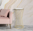 Tavolino Soggiorno Lines 6 40x35x80 cm in Ferro e Specchio Oro      