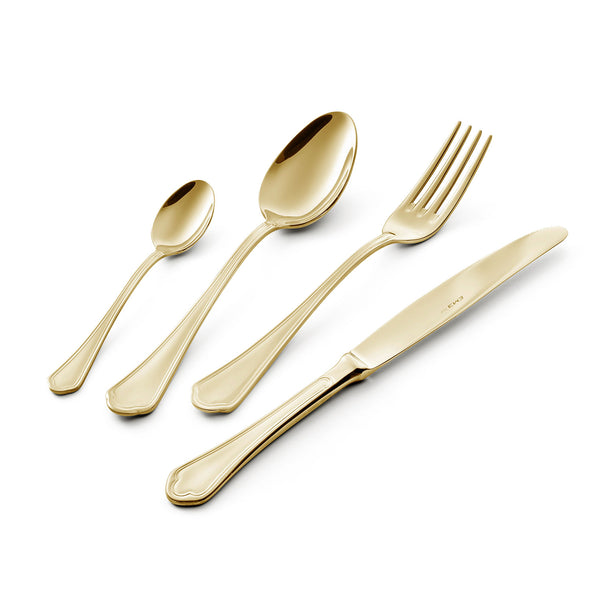 prezzo Ménagère de Service 24 Pièces en Acier 18/10 PVD Eme Domus Or