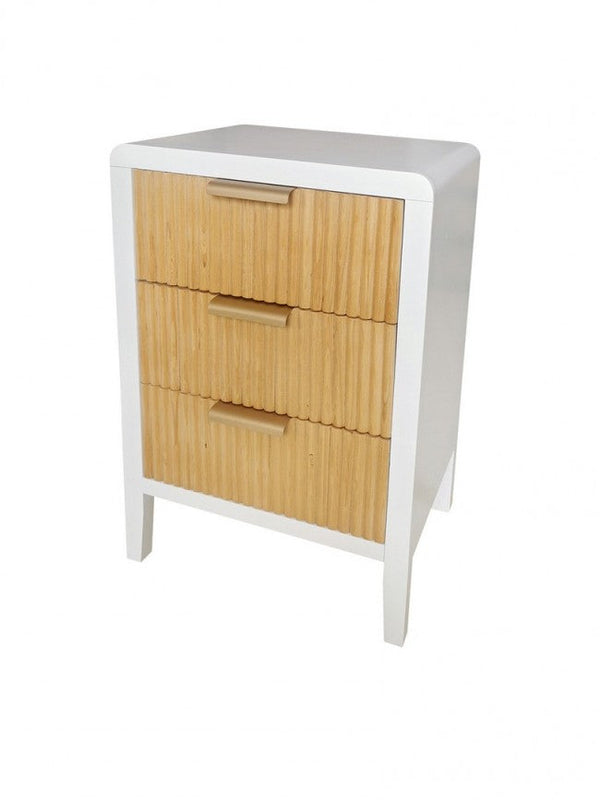 Commode 3 tiroirs Charley 40x30x62 cm en bois blanc naturel prezzo
