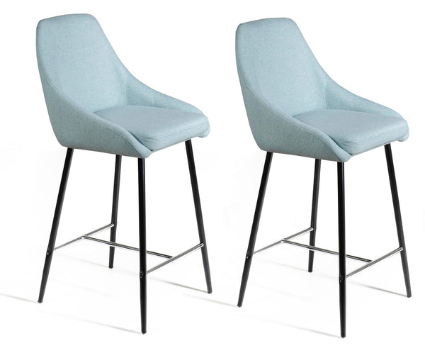 online Set 2 Sgabelli 46x49x97 cm in Tessuto Ray Acquamarina