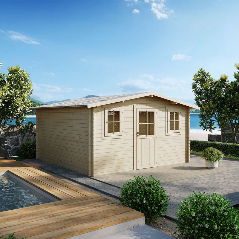 Casetta Box da Giardino 398x368x193-229A cm Vienna Express in Legno di Abete PEFC 