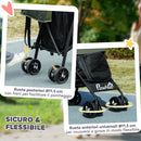 Passeggino per Cani 76x44x103 cm con 2 Finestre a Rete Nero e Verde Scuro   