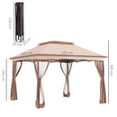 Gazebo Doppio Tetto Impermeabile con Zanzariere Marrone 3,25x3,25 m 