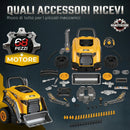 Set Officina Escavatore Giocattolo per Bambini 3-6 Anni 46x41x47 cm con Motore e 68 Accessori in PP Giallo      