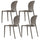 Lot de 4 Chaises Empilables 83x48x55 cm en Polypropylène et Fibre de Verre Jasmine Tortora