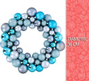 Ghirlanda Natalizia con Palline per Porta Corona di Natale 55 Sfere Blu Argento