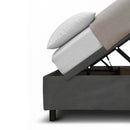 Letto 1 Piazza e Mezza Contenitore Imbottito Microfibra Grigio Boxmax Testata Vertical Varie Misure