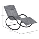 Sedia Sdraio a Dondolo Zero-Gravity da Esterno Impermeabile 155x61x88 cm con Poggiatesta Grigio