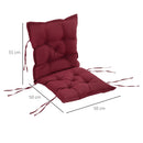 Cuscino per Sedie da Giardino 100x50 cm con Laccetti in Poliestere Rosso