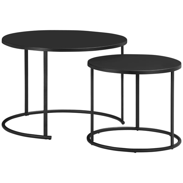 Set de 2 Tables Basses Empilables en Fer Noir sconto