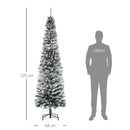 Albero di Natale Innevato Slim 225 cm 738 Rami Effetto Neve in PP e Acciaio Inox Verde  