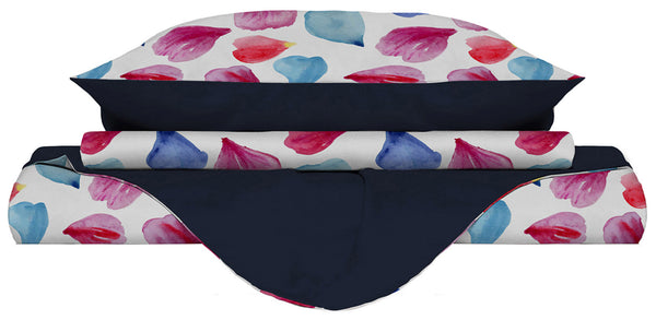 Housse de couette avec imprimé sur le sac et taies d'oreiller réversibles pétales online