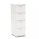 Cassettiera 4 Cassetti Bianca 27x38x85 h cm in Truciolare bilaminato Bianco