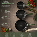 Set 3 Padelle da 20-24-28 cm Natura Più con Manico Cool Touch Fondo Antiaderente Verde      