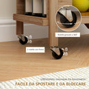 Carrello da Cucina Portavivande Pieghevole 66x40x70 cm a 2 Livelli con Portabottiglie in Legno di Bambù   