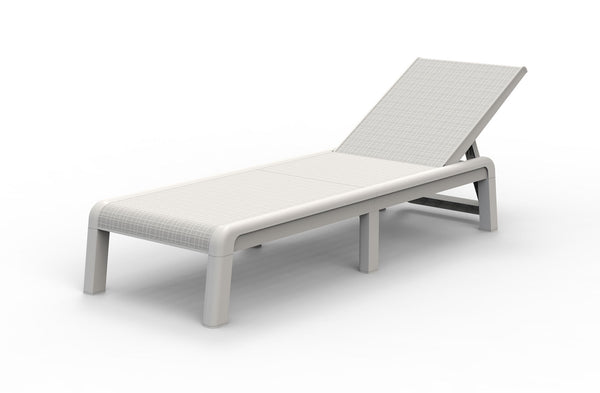 sconto Lettino da Giardino Prendisole 187,5x58x29 cm Reclinabile in 4 Posizione Keter Mallorca Effetto Juta Bianco