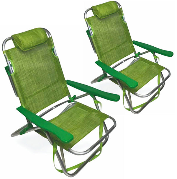 Lot de 2 chaises de plage pliantes Spiaggine en aluminium Soriani Brasile Verde acquista