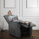 Poltrona Alzapersona Elettrica 1 Motore 80x86x107 cm in Tessuto Grigio