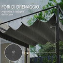 Pergola Addossata 3x3 m con Tetto Retrattile Scorrevole UV30+ e Fori di Drenaggio Grigio Scuro      