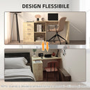 Scrivania da Ufficio Angolare 3 Cassetti e Ripiani Aperti 117x83,5x76 cm in Legno e Metallo Noce