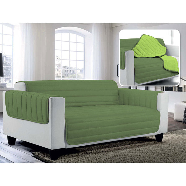 online Housse de canapé matelassée en Microfibre Double Face Vert Pomme/Vert Foncé