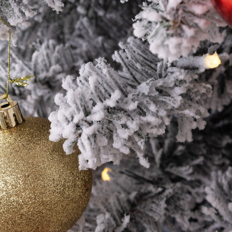 Albero di Natale Artificiale Innevato 180 cm 329 Rami e Luci LED Bianco Caldo Verde 