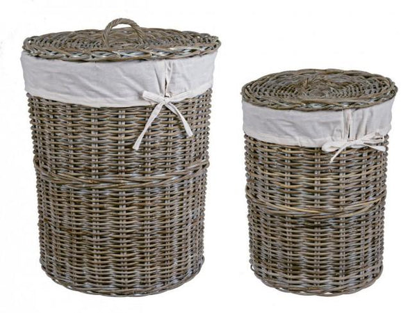 Set 2 Corbeilles à Linge Narra Blanches en Fibres Naturelles online