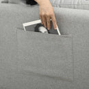 Divano 2 Posti 143x73x77 cm in Tessuto Effetto Lino Grigio