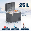 Frigorifero da Auto Portatile 25 L 58x33x38,3 cm con Congelatore e Controllo App in HDPE Grigio      
