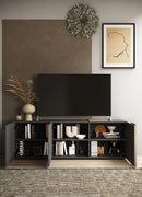 Mobile TV Moderno 3 Ante Venus 181x44x57 cm Titanio E Rovere Cadiz