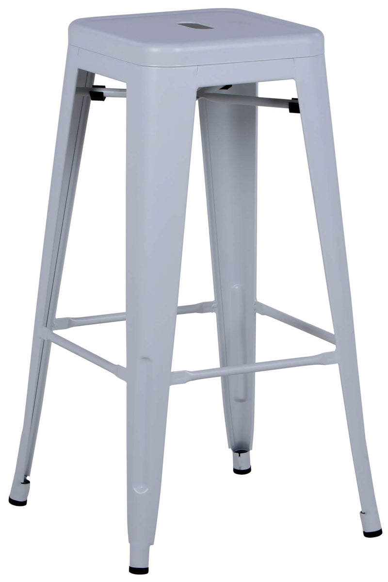 Set 4 Sgabelli da Bar Alto in Metallo Victoria Bianco