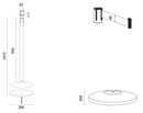 2 Colonnine Tendinastro 3 metri in Acciaio Inox Spazzolato Ø36x101 cm Nastro Blu