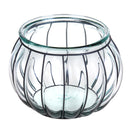 Vaso Porta Candela con Metallo 25 H 18 cm