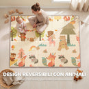 Tappeto Gioco per Bambini 0-3 Anni 200x150x1,5 cm Pieghevole e Reversibile in XPE Multicolore      